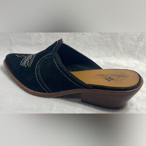 Patricia Nash Shoes Western Cowboy Battista Black Suede Mules Boots Size 10